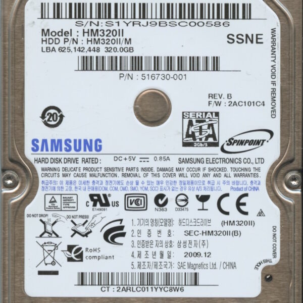 HM320II HM302II:M 2AC101C4 33722-F131-A0VJ3 SAMSUNG 500GB