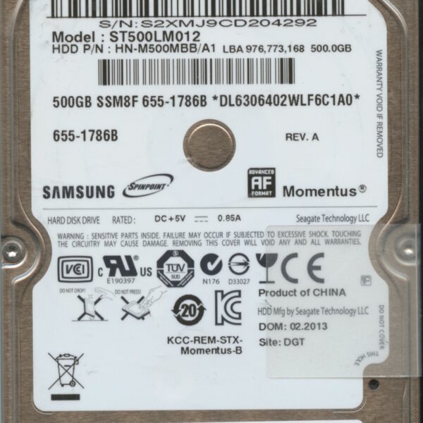 ST500LM012 HN-M500MBB:A1 C8973-G12A-1A4CAT SAMSUNG 500GB