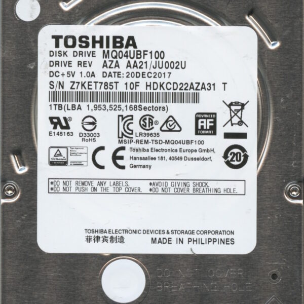 MQ04UBF100 AZA AA21:JU002U PHILIPPINES TOSHIBA 1TB