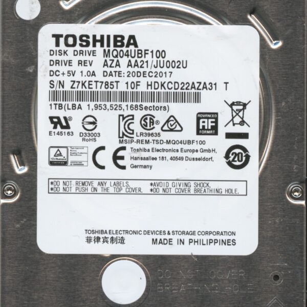 MQ04UBF100 AZA AA21:JU002U PHILIPPINES TOSHIBA 1TB