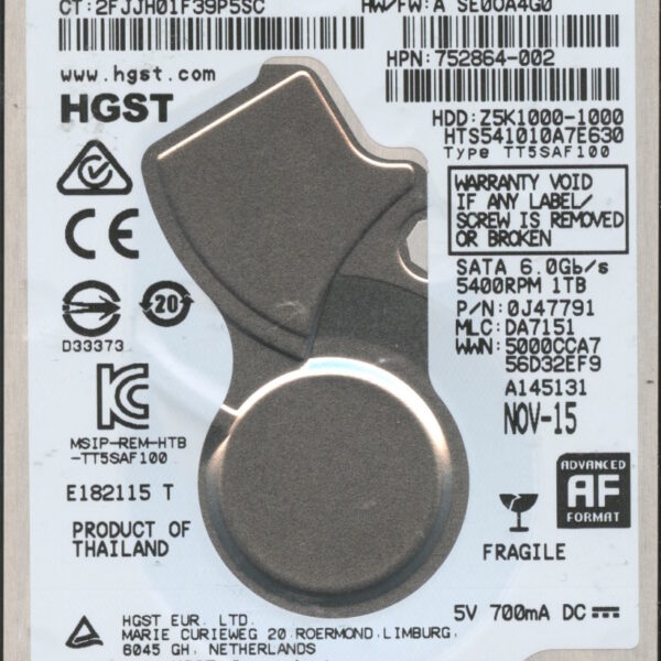 HGST HTS541010A7E630 0J47791 DA7151 THAILAND 1TB