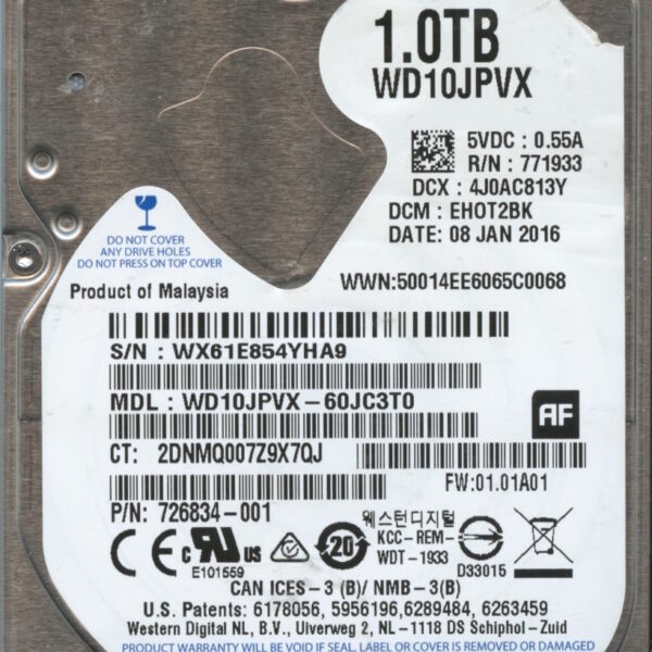 WD10JPVX-60JC3T0 WX61E 01:08:16 1TB