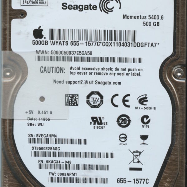 ST9500325ASG 9KAG34-043 0009APM1 SEAGATE 500GB