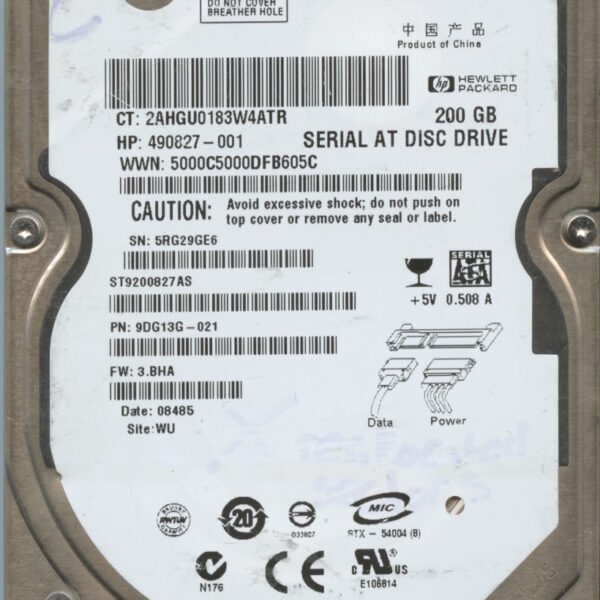 ST9200827AS 9DG13G-021 3.BHA SEAGATE 200GB