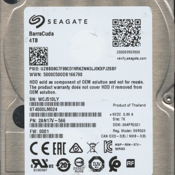 ST4000LM024 2AN17V-566 0001 SEAGATE 4TB