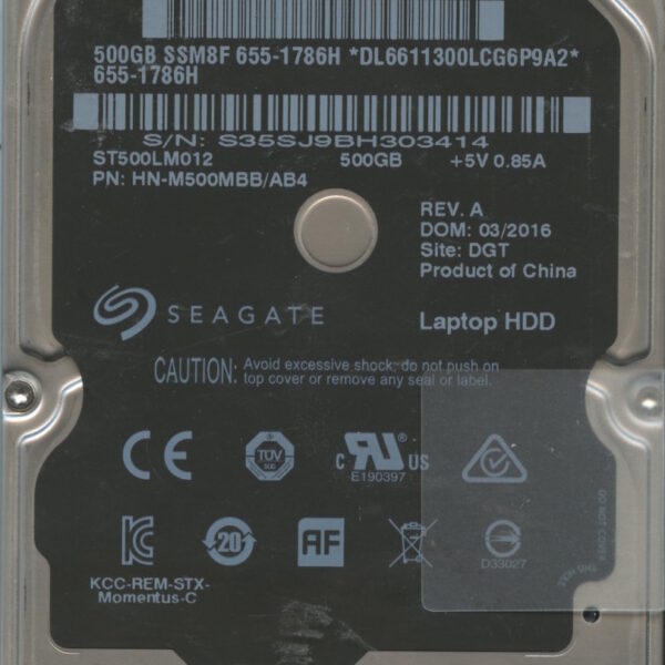 ST500LM012 HN-M500MBB:AB4 SEAGATE 500GB