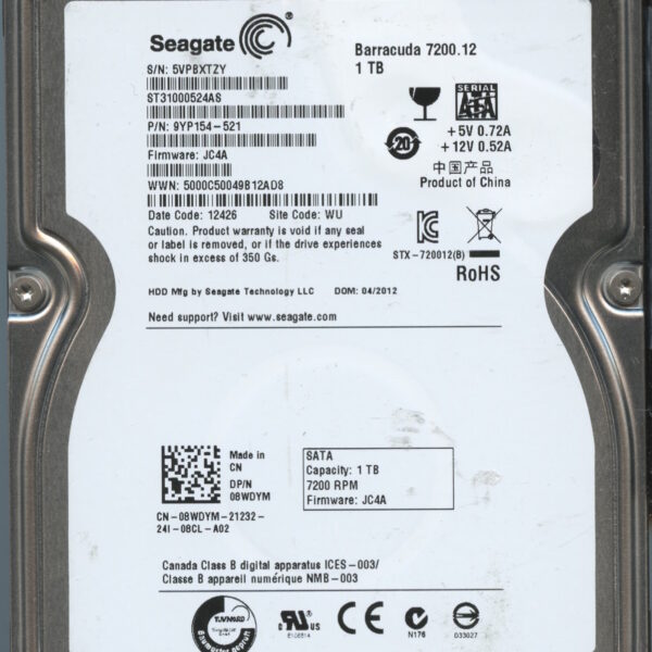 SEAGATE ST31000524AS JC4A 9YP154-521 1TB