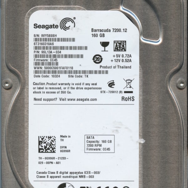 SEAGATE ST3160318AS CC45 9SL13A-034 160GB