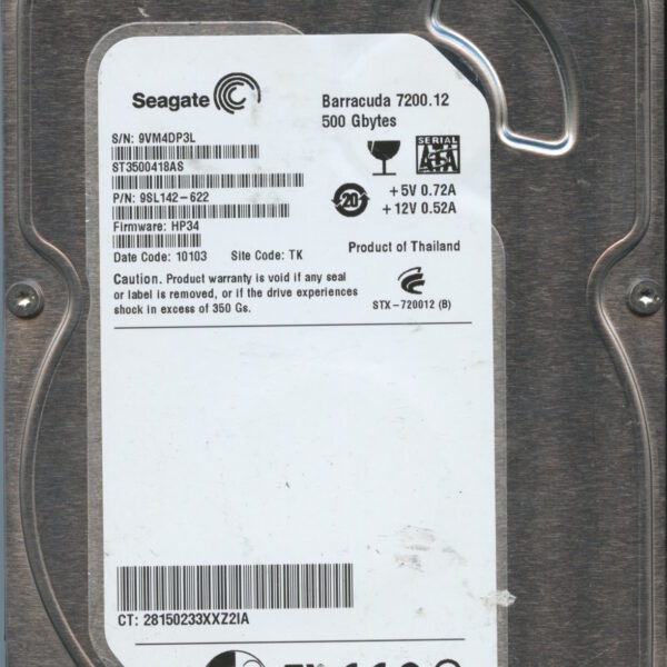 SEAGATE ST3500418AS HP34 9SL142-622 500GB