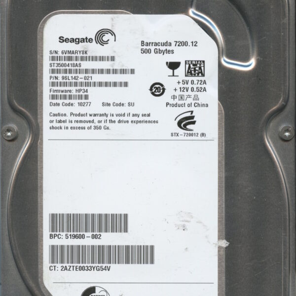 SEAGATE ST3500418AS HP34 9SL142-021 500GB