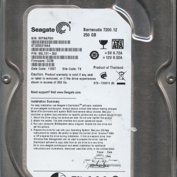 SEAGATE ST3250310AS CC38 9SL131-302 250GB