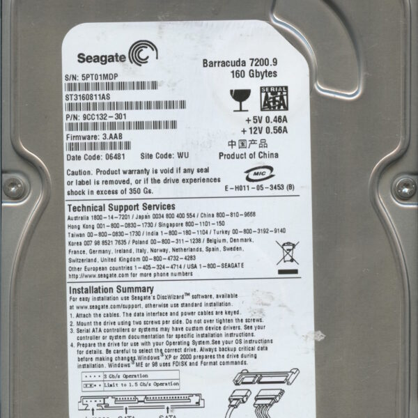 SEAGATE ST3160318AS 3.AAB 9CC132-301 160GB