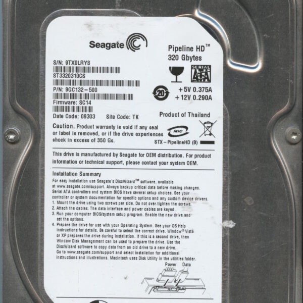 SEAGATE ST3320310CS SC14 9GC132-500 320GB