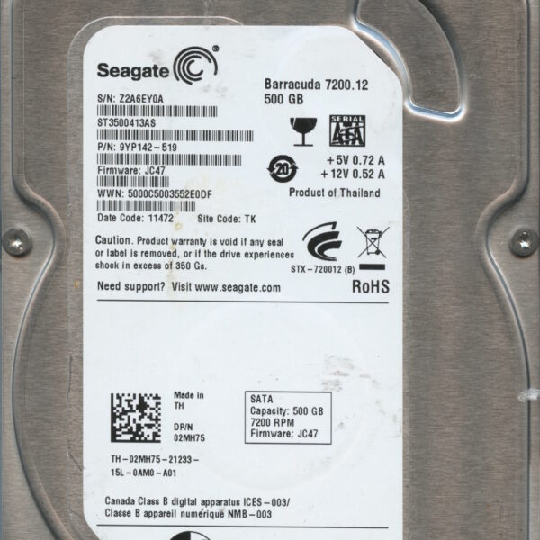 SEAGATE ST3500413AS JC47 9YP142-519 500GB