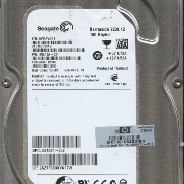 SEAGATE ST3160318AS HP34 9SL13A-021 160GB