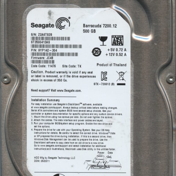 SEAGATE ST3500413AS JC4B 9YP142-304 500GB