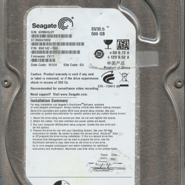 SEAGATE ST3500410SV CV11 9SK142-500 500GB