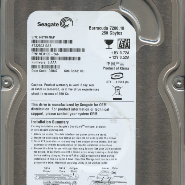 SEAGATE ST3250310AS 3.AAA 9EU132-566 250GB