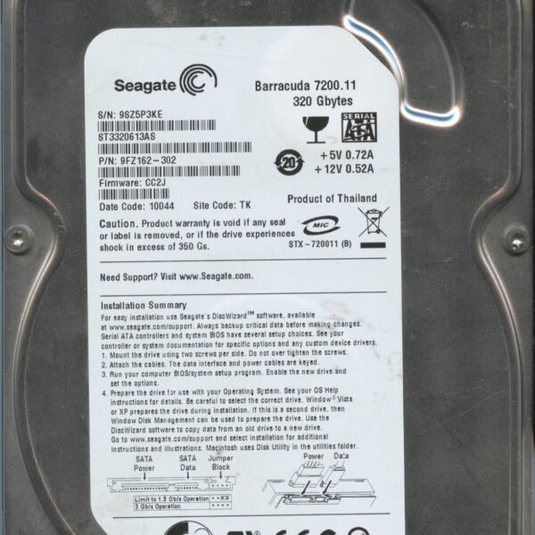 SEAGATE ST3320613AS CC2J 9FZ162-302 320GB