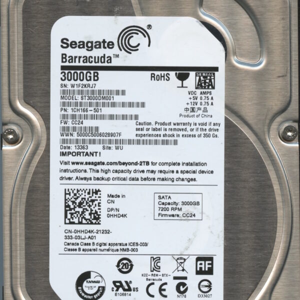 SEAGATE ST3000DM001 CC24 1CH166-501 3TB