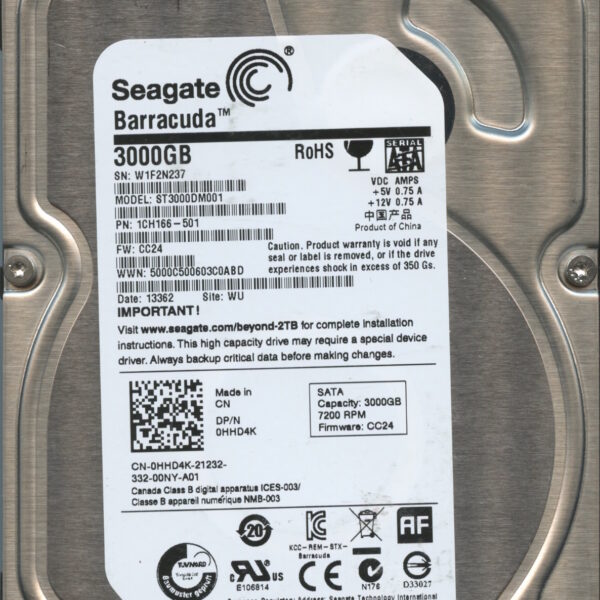 SEAGATE ST3000DM001 CC24 1CH166-501 3TB