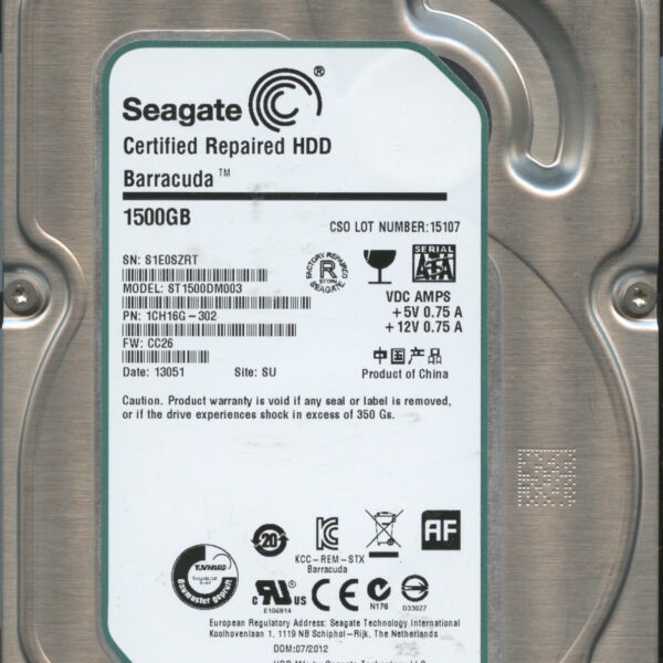 SEAGATE ST1500DM003 CC26 1CH16G-302 1.5TB