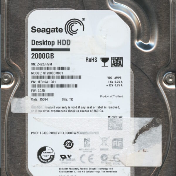 SEAGATE ST2000DM001 CC25 1ER164-301 2TB