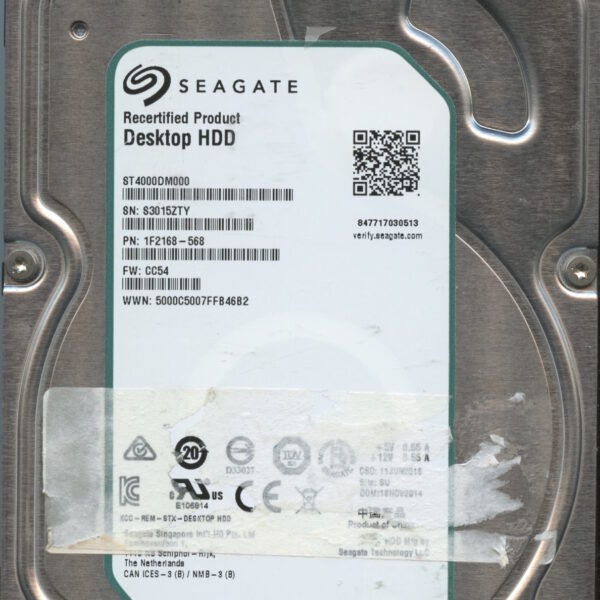 SEAGATE ST4000DM000 CC54 1F2168-568 4TB