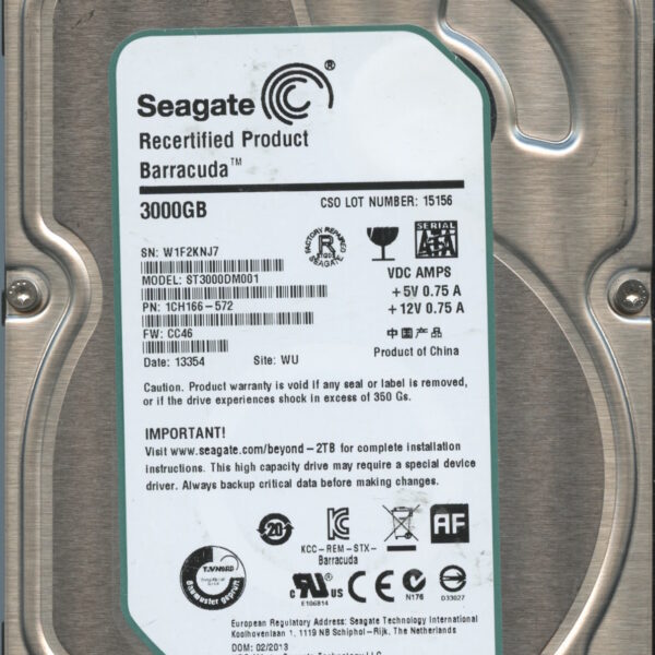 SEAGATE ST3000DM001 CC46 1CH166-572 3TB