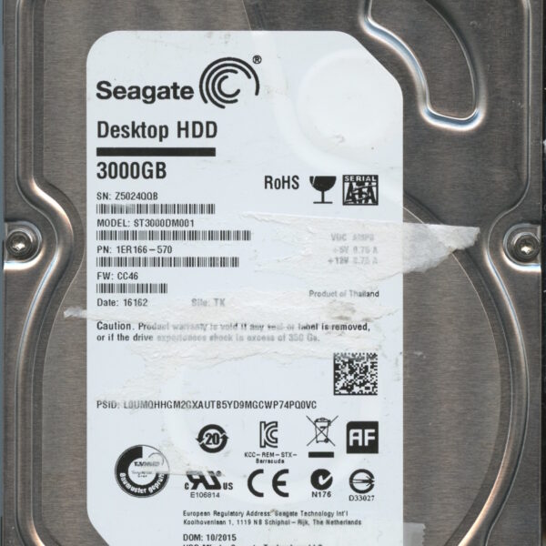 SEAGATE ST3000DM001 CC46 1ER166-570 3TB