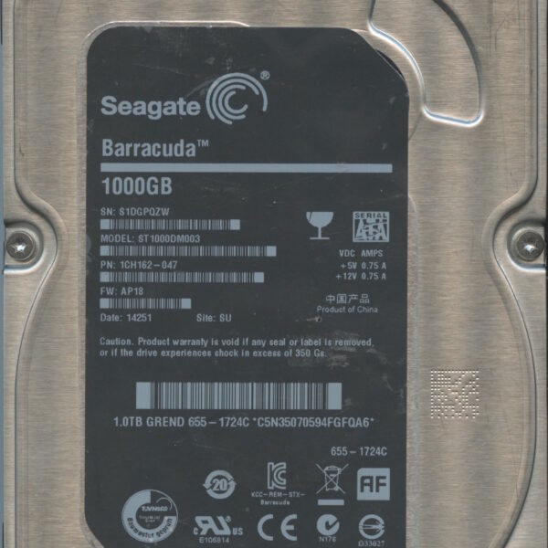 SEAGATE ST1000DM003 AP18 1CH162-047 1TB