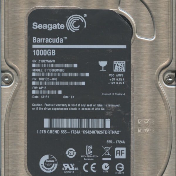 SEAGATE ST1000DM003 AP15 1CH162-040 1TB