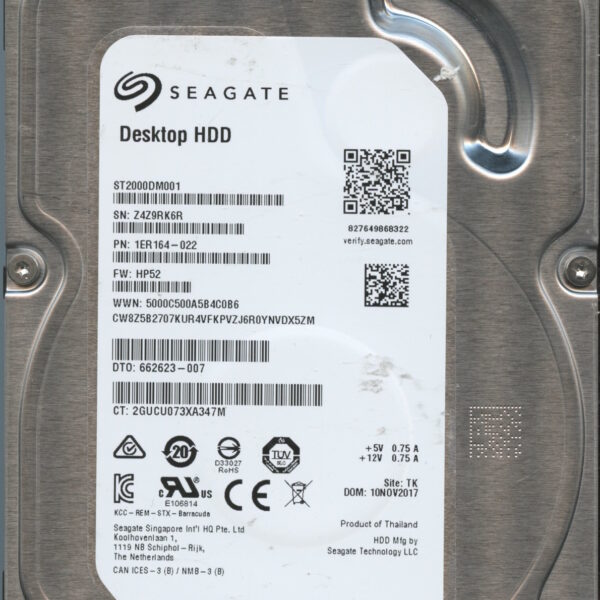 SEAGATE ST2000DM003 HP52 1ER164-022 2TB