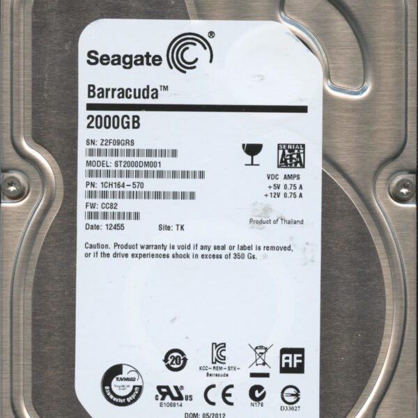 SEAGATE ST2000DM001 HP82 1CH164-570 2TB