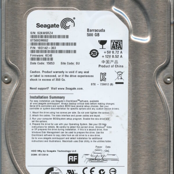 SEAGATE ST500DM002 KC48 1BD142-303 500GB