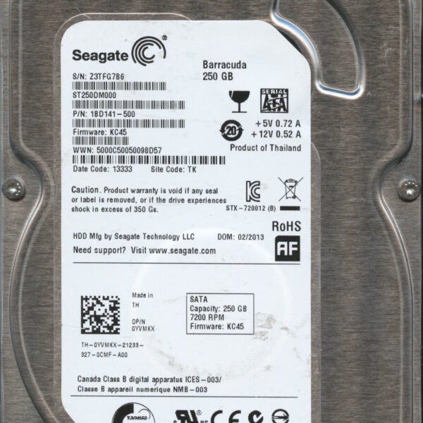 SEAGATE ST250DM000 KC45 1BD141-500 250GB