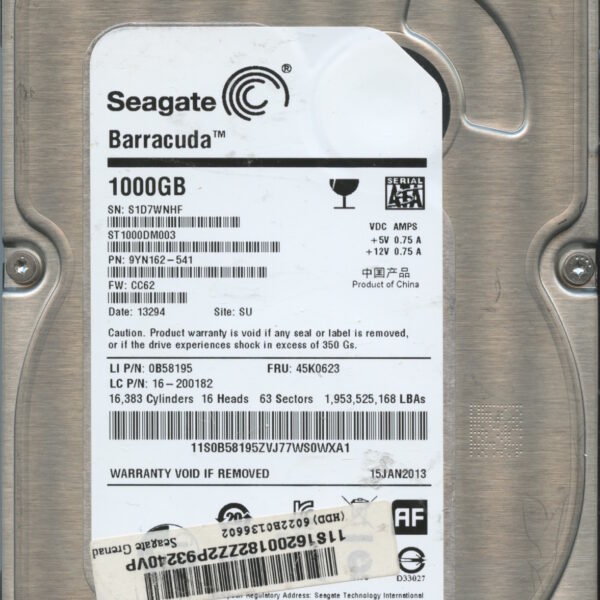 SEAGATE ST1000DM003 CC62 9YN162-541 1TB