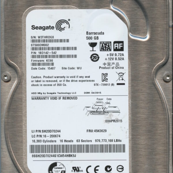 SEAGATE ST500DM002 KC66 1BD142-542 500GB