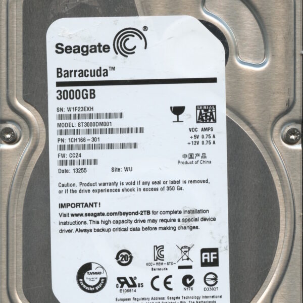 SEAGATE ST3000DM001 CC24 1CH166-301 3TB