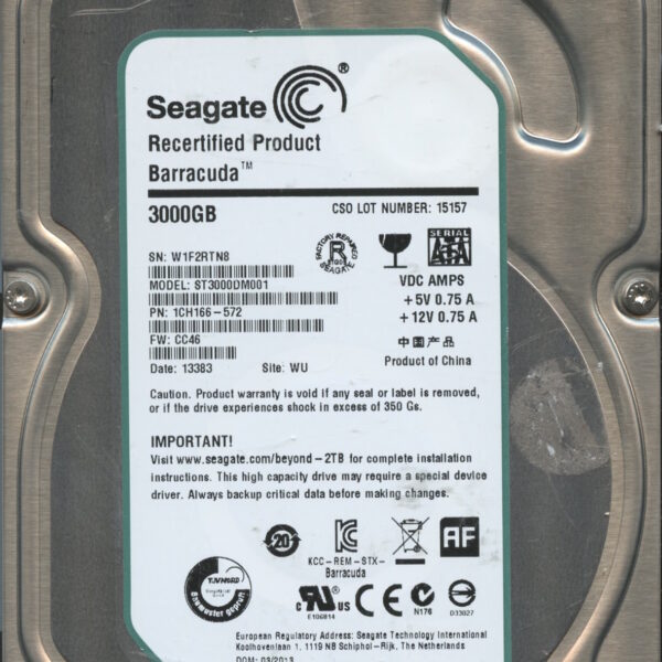 SEAGATE ST3000DM001 CC46 1CH166-572 3TB