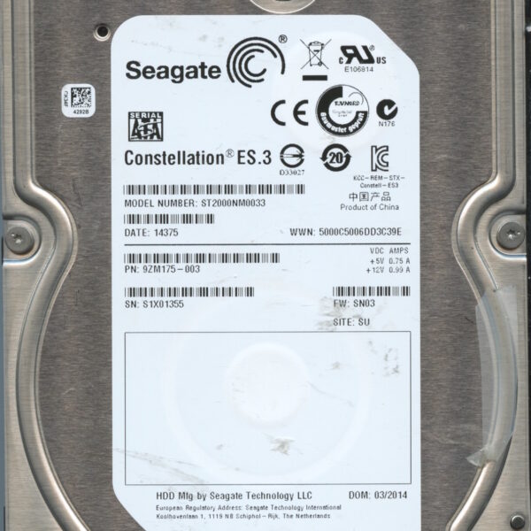 SEAGATE ST2000NM0033 SN03 9ZM175-003 2TB