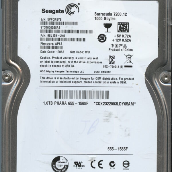 SEAGATE ST31000528AS AP63 9SL154-240 1TB