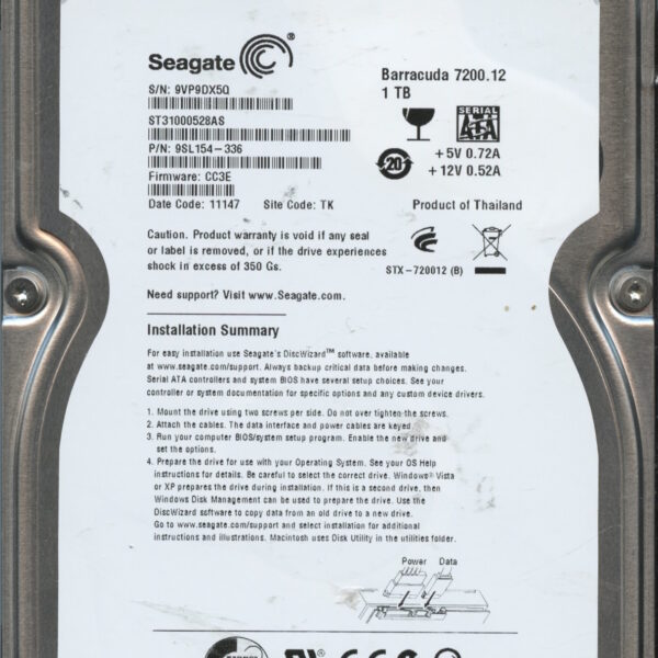 SEAGATE ST31000528AS CC3E 9SL154-336 1TB