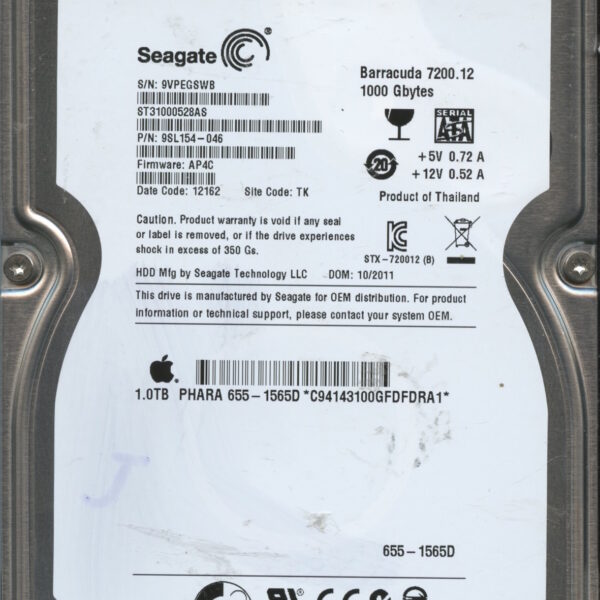 SEAGATE ST31000528AS AP4C 9SL154-046 1TB