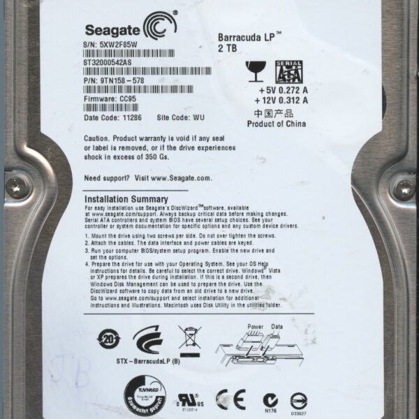 SEAGATE ST32000542AS CC95 9TN158-578 2TB