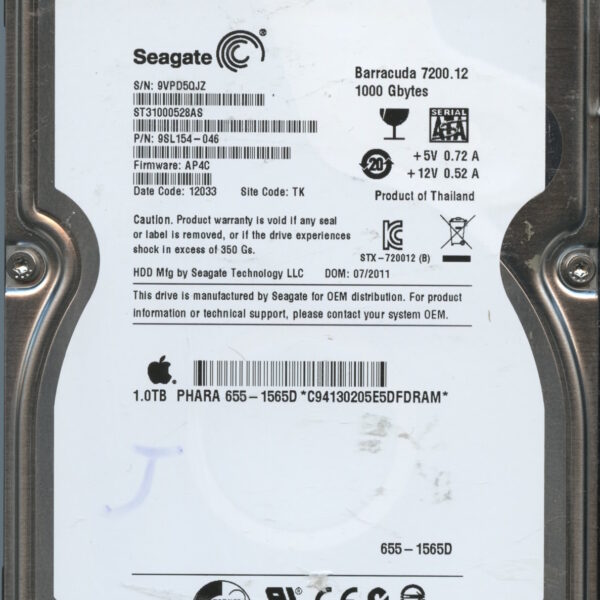 SEAGATE ST31000528AS AP4C 9SL154-046 1TB