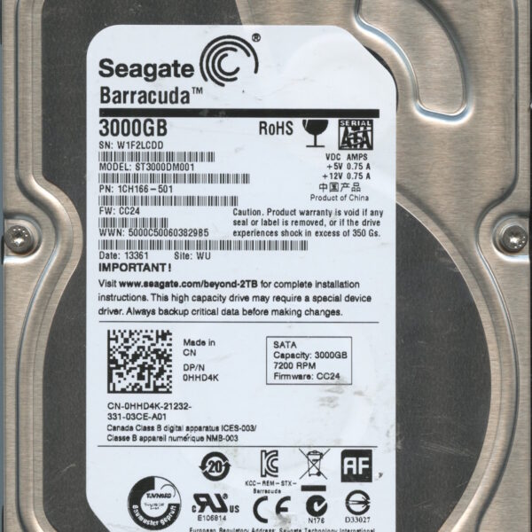 SEAGATE ST3000DM001 CC24 1CH166-501 3TB