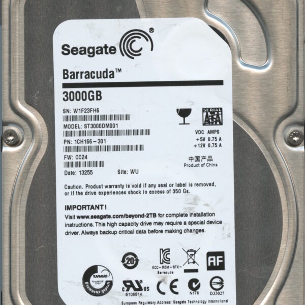 SEAGATE ST3000DM001 CC24 1CH166-301 3TB