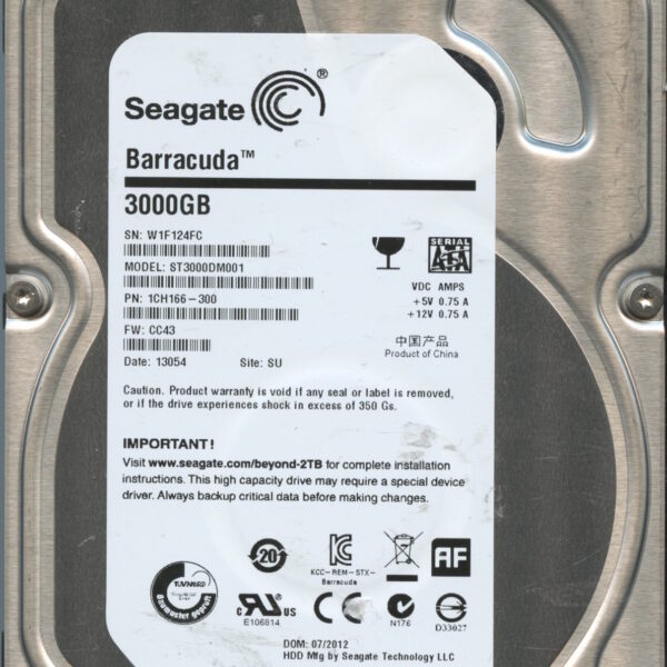 SEAGATE ST3000DM001 CC43 1CH166-300 3TB