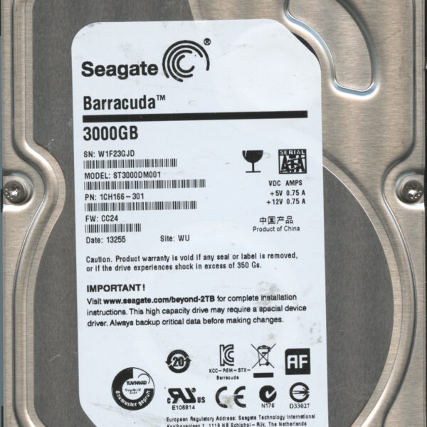 SEAGATE ST3000DM001 CC24 1CH166-301 3TB